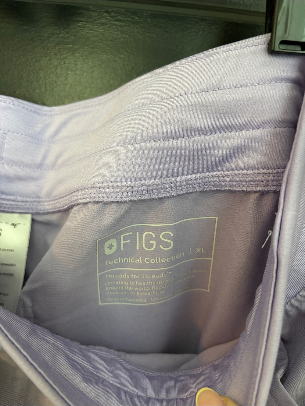 Lilac FIGS High waisted Jogger scrub Pants with Neon Drawstring - Picture 3 of 5